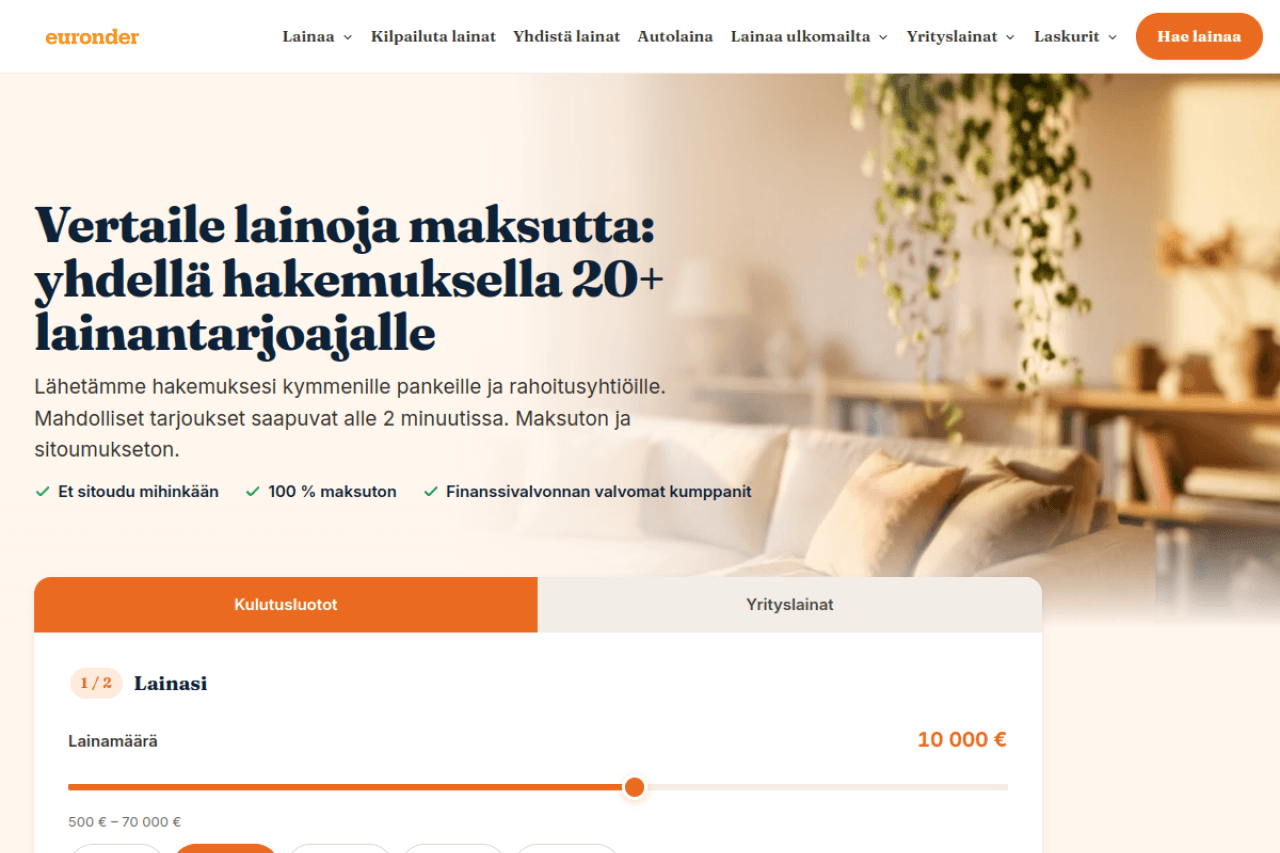 Euronder.fi — sivuston esikatselu